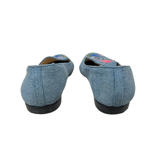 J McLaughlin Jax embroidered denim flats Monkey with umbrella size 8.5 - Picture 3 of 7